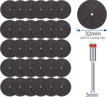 Kit disco corte y vastago generico Dremel (1 vastago y 30 discos de corte)